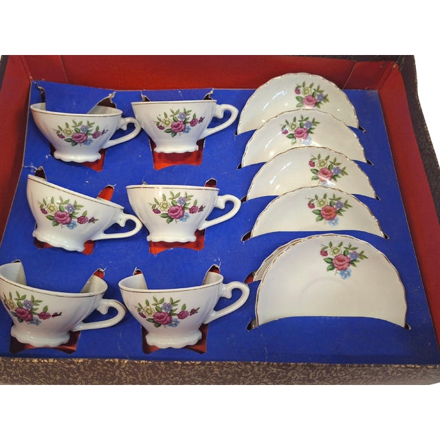 Vintage Japanese Porcelain Teacups and Saucers, 1950s, Set of 12 For Sale - Image 11 of 12