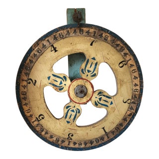 1930's Vintage Folk Art Hand Painted Carnival "Wheel of Fortune" For Sale