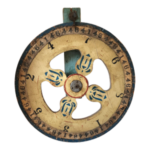 1930's Vintage Folk Art Hand Painted Carnival "Wheel of Fortune"