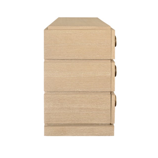 Matthew Izzo Home Roderick Cerused Oak Three Drawer Chest With Brass Accents For Sale In New York - Image 6 of 9