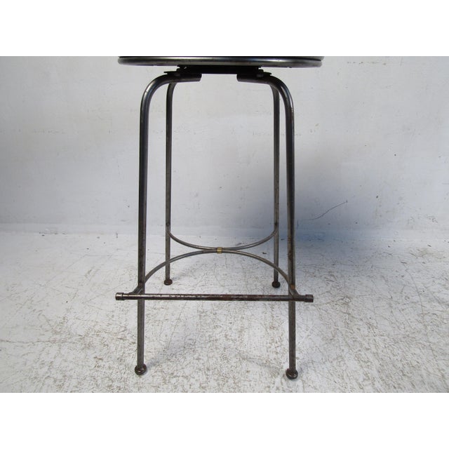 Mid-Century Modern 1970 Midcentury Leather and Iron Bar Stool For Sale - Image 3 of 4