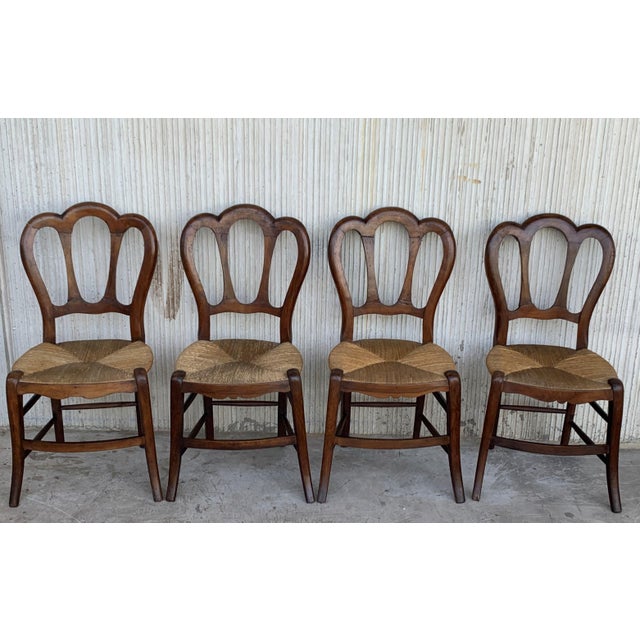 Brown Late 19th Century Set of One Bench and Four Victorian Chairs, Wood and Rattan For Sale - Image 8 of 18