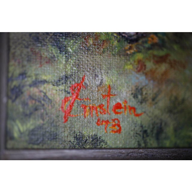1970s Bucolic Country Cottage Oil Painting by Einstein in Multi-Layer Gilt Frame For Sale - Image 12 of 16