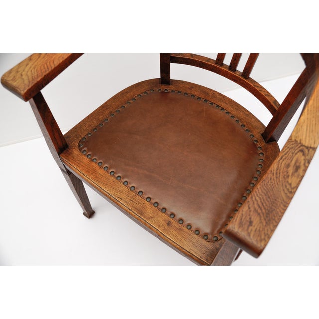 Vintage German Art Deco Armchairs in Wood and Leather, 1930s, Set of 2 For Sale - Image 16 of 17