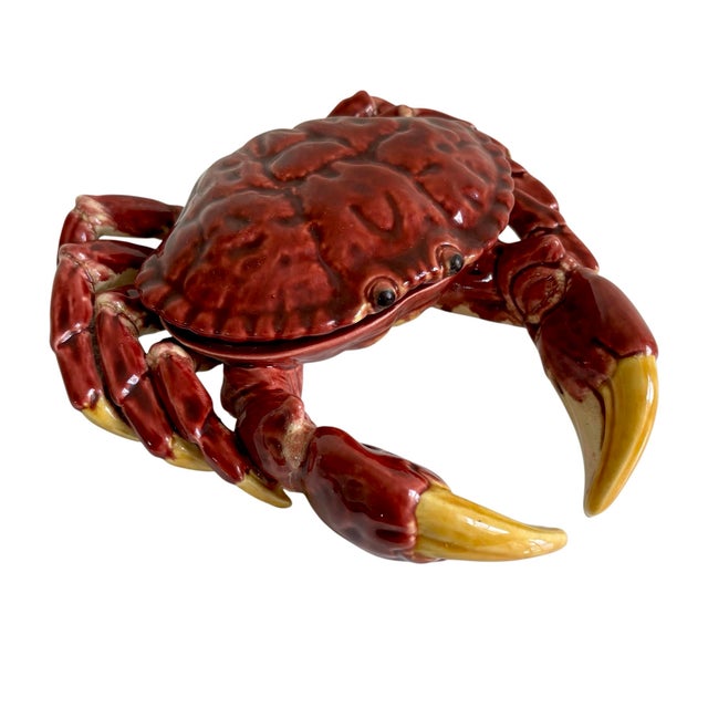 Vintage Portuguese Bernard Palissy–Style Majolica Crab Tureen. Featuring a vibrant glazed finish and beautifully detailed...