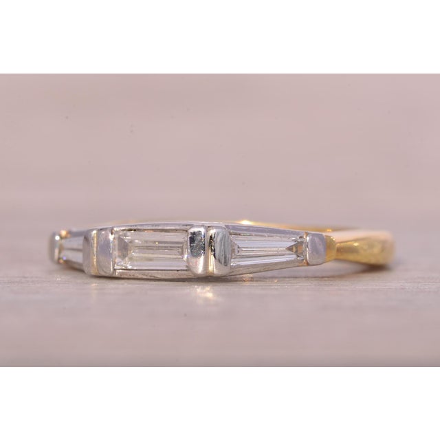 The Skib: Triple Baguette Band in Platinum and Yellow Gold For Sale - Image 4 of 10