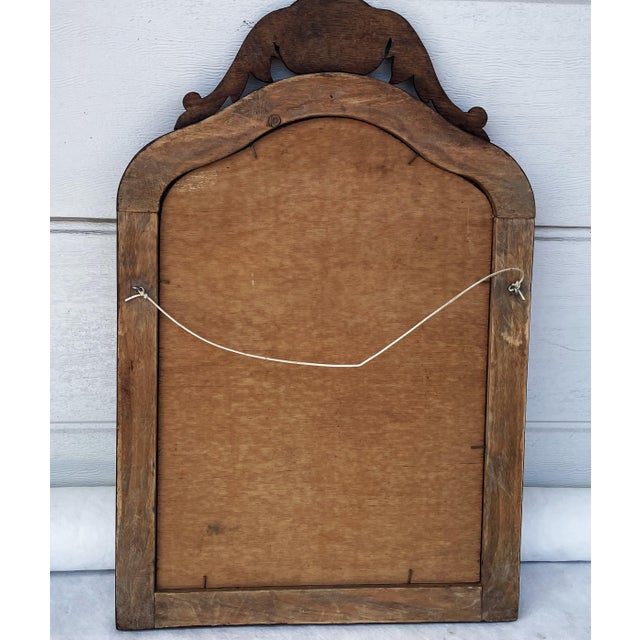 1930s Neo-Baroque Mirror in Oak Frame with Wave Pattern, 1930s For Sale - Image 5 of 12