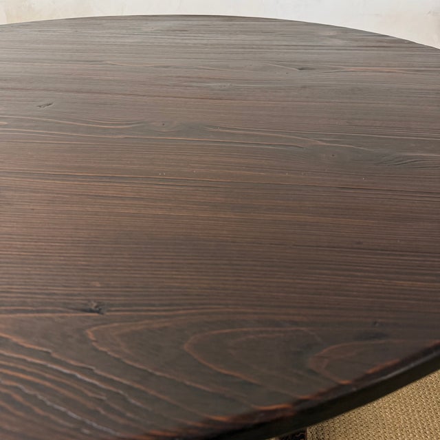 Lyon Reclaimed European Pine Oval Dining Table or Center Table in Walnut Finish For Sale - Image 9 of 10