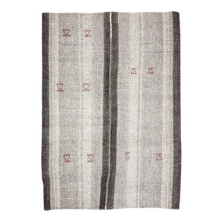 Gray & Black Vintage Kilim Rug For Sale