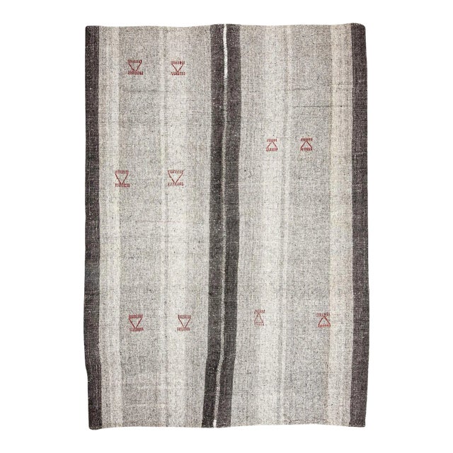 Gray & Black Vintage Kilim Rug For Sale