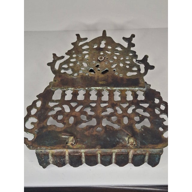 Museum-Grade 19th C. Monumental Moroccan Brass Hanukkah Menorah Oil Lamp Judaica For Sale In Boston - Image 6 of 16