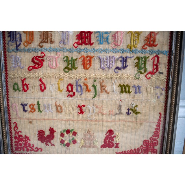 Chinoiserie Early 20th Century Framed Sampler With Asian Theme and Motifs For Sale - Image 3 of 12