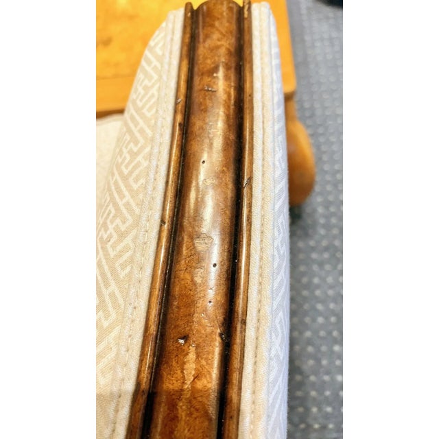 Theodore Alexander Upholstered Sofa With Fruitwood Trim & Kick Pleat Skirt – 79” For Sale - Image 9 of 13