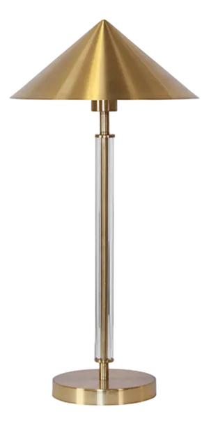 Matthew Izzo Home Tate Antique Brass Acrylic Pole Table Lamp With Metal Shade.