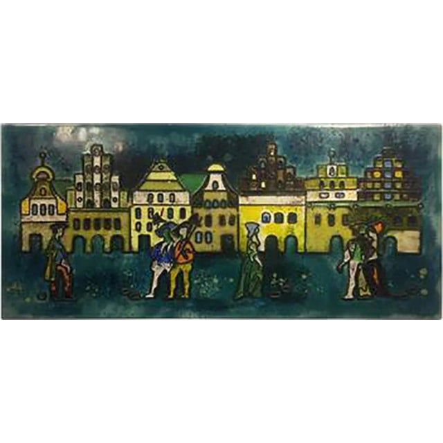 1970s 1970s Remarkable and Enameled Modern Plaque With Renaissance Scene For Sale - Image 5 of 5