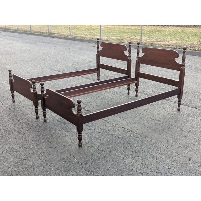 Mid 20th Century Pair of American Empire Style Twin-Size Bed Frames For Sale - Image 10 of 12