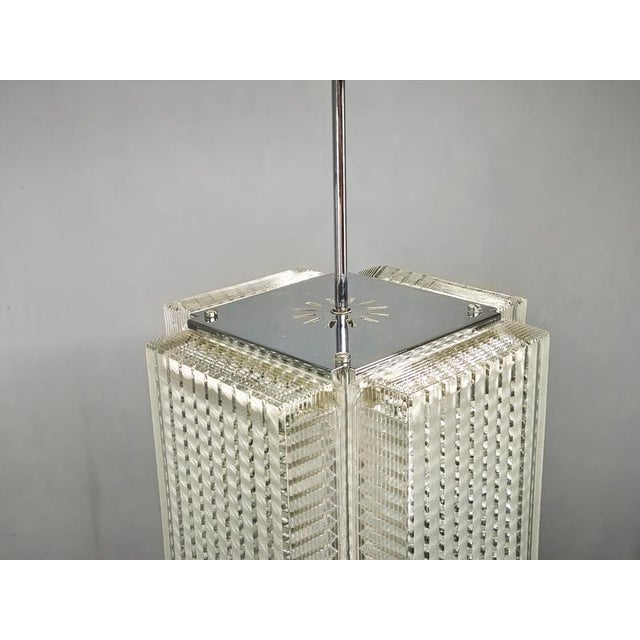 1970s Vintage Pendant Lights in Chrome and Textured Glass from Napako, 1970s, Set of 2 For Sale - Image 5 of 15