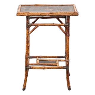 19th Century Bamboo Side Table With Lacquered Top For Sale