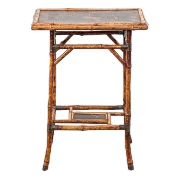 19th Century Bamboo Side Table With Lacquered Top For Sale