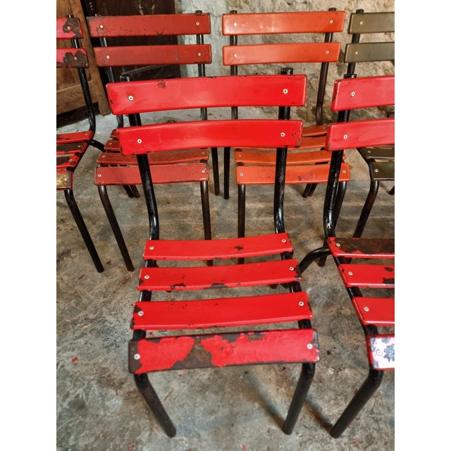 Vintage French Metal Bistro Chairs, 1970s, Set of 8 For Sale - Image 4 of 18