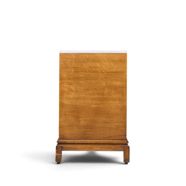 Johnson Furniture Co. Renzo Rutili for Johnson Furniture Mid Century Walnut, Brass and Marble Credenza For Sale - Image 4 of 10