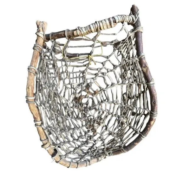 Wood 1940s Tarahumara Rawhide and Twig Basket, Wall Hanging For Sale - Image 7 of 10