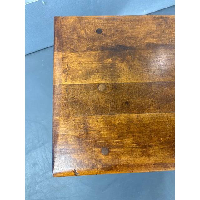 Vintage Vermont Solid Maple Wooden Bench/ Side Table For Sale - Image 10 of 12
