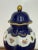 Ceramic Vintage Wallendorf 1764 Echt Kobalt Cobalt Blue Floral Gold Lidded Vase GDR For Sale - Image 7 of 18