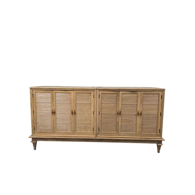 Postmodern Late 20th Century Postmodern Burlwood & Fluted Door Nightstands With Matching Dresser, 3 Pieces For Sale - Image 3 of 12