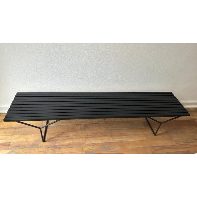 Vintage Black Model 400 Bench attributed to Harry Bertoia for Knoll International For Sale - Image 6 of 13