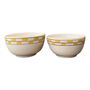 Vintage Mid-Century Modern Bakelite Ceramic Bowls - Set of 2