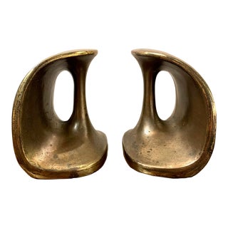Mid Century Modern Ben Seibel for Jenfredware Brass Bookends For Sale