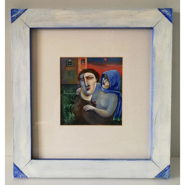 Vintage Leaving Painting by Irene Jones, in Very Good conditions. Designed 1980 to 1989 This piece has an attribution...