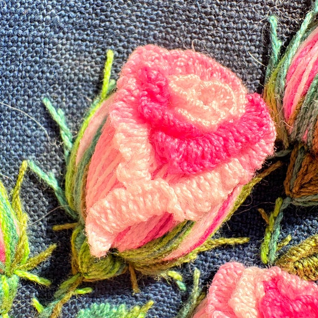 3d Rose Stumpwork Embroidery Art, Framed Botanical Sculpture, Handmade Floral Wall Decor For Sale - Image 11 of 11
