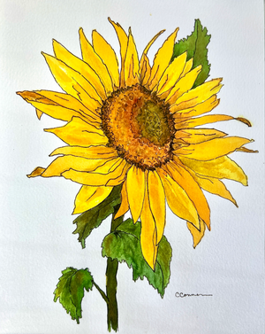 Giclee Print Watercolor Painting “Golden Sunflower”