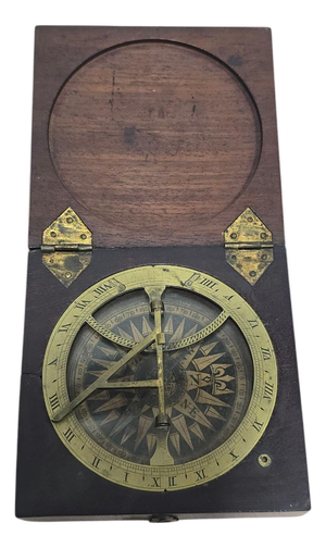 Portable Sundial in Wooden Case, 1880s
