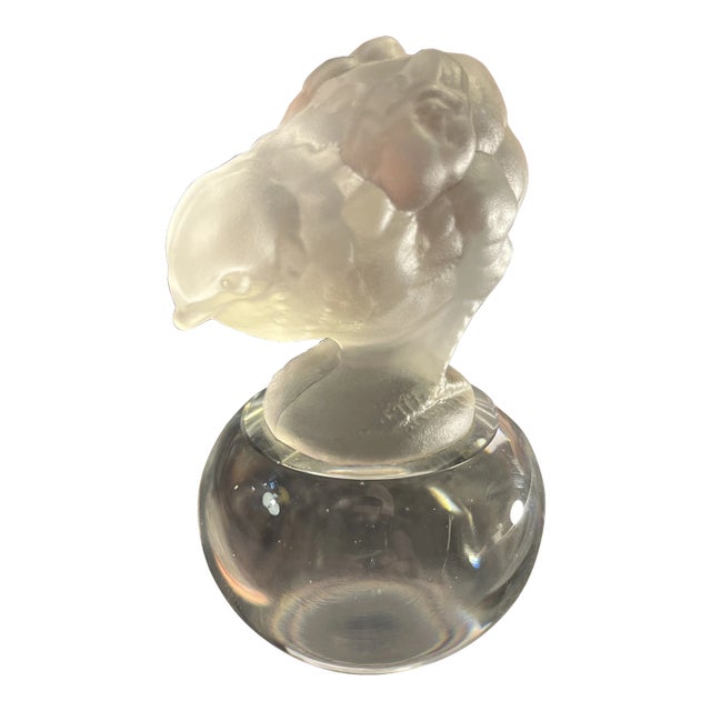 Vintage Cristal Sevres Frosted Glass Baby Chick Paperweight For Sale