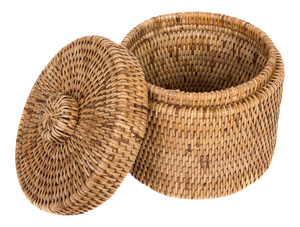 Artifacts Rattan Round Single Tissue Roll Box in Honey Brown