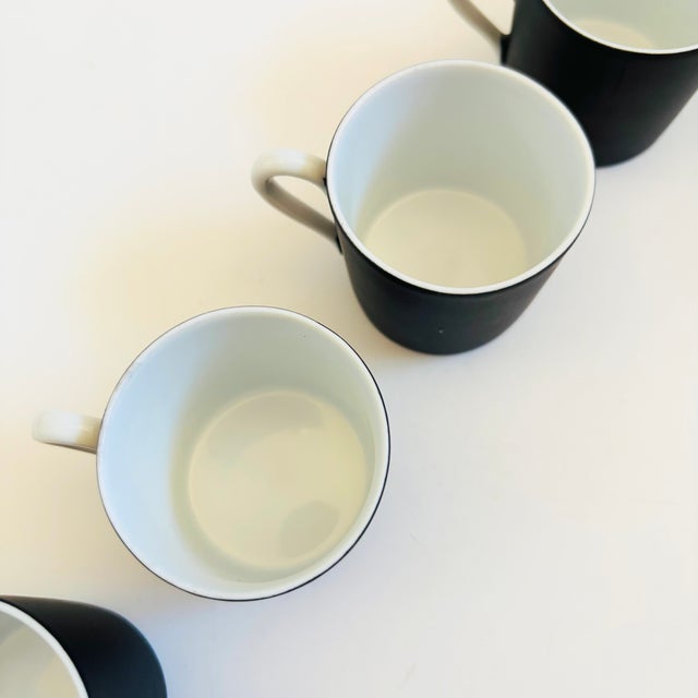 Mid Century Porcelain Demitasse Mugs - Set of 5 - Black and White Glazes For Sale - Image 4 of 11