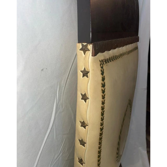 Wood 1930s Vintage Early American High-Back Mahogany Chairs With Star Nail Heads- a Pair For Sale - Image 7 of 9