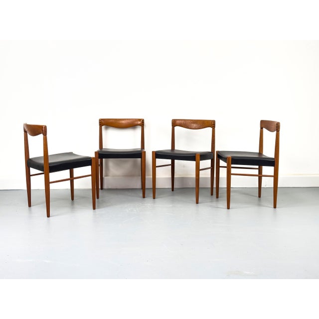 High-quality and very comfortable dining chairs made of solid teak, manufactured in Denmark to a design by H.W. Klein for...