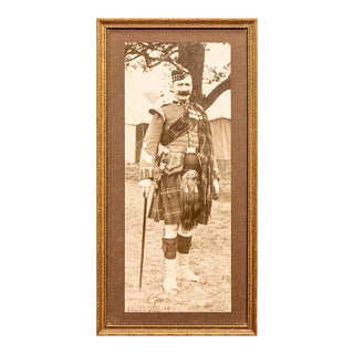 Fantastic Original Liverpool Scottish Regiment Scotland Antique World War I Framed Portrait Man in Uniform Photograph Home Decor For Sale