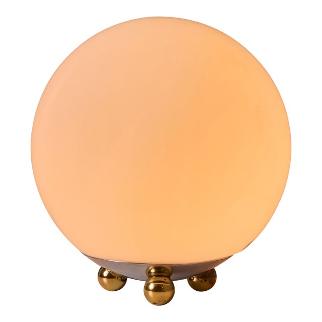 1980s Geometric Brass and Glass Table Lamp for Technolumen, Germany For Sale