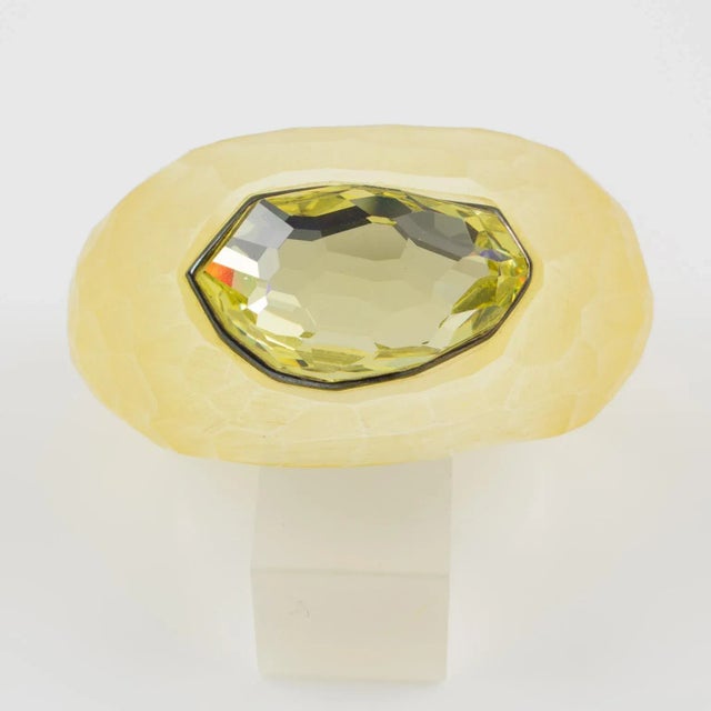 Yellow Daniel Swarovski Paris Jeweled Lucite Cuff Bracelet For Sale - Image 8 of 12