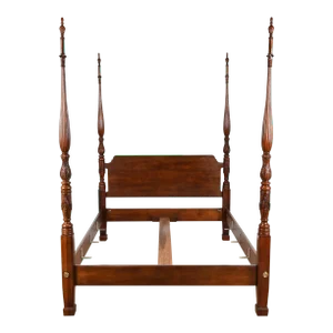 Henredon Georgian Carved Mahogany Queen Size Poster Bed
