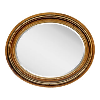 Antique Oval Gold Beveled Wall Mirror. For Sale