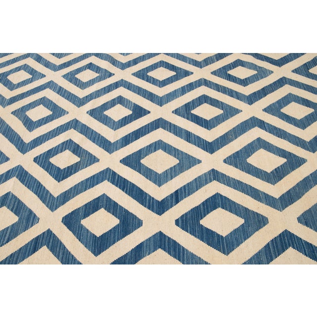 Tribal Doris Leslie Blau Vintage Geometric Light Beige Hand-Knotted Wool Rug For Sale - Image 3 of 17