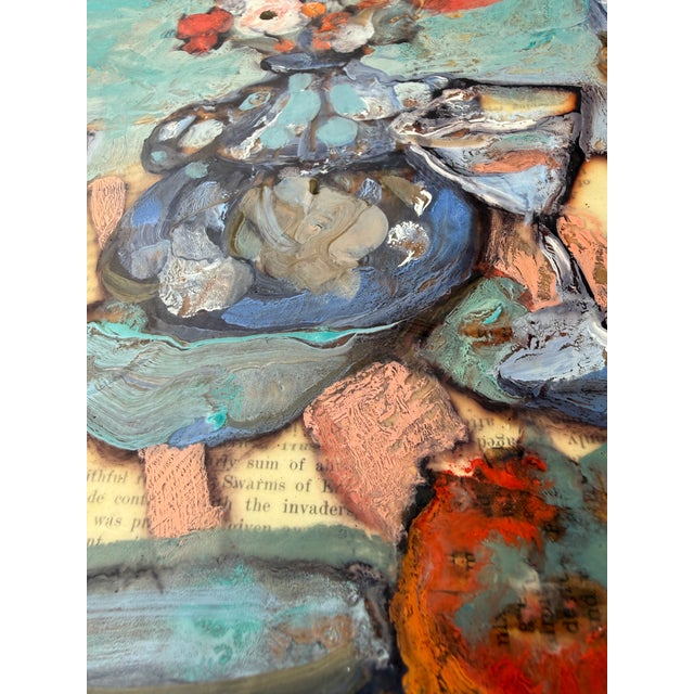 Wood 12” Encaustic BayArea Painting on Antique Collage Hartman For Sale - Image 7 of 7