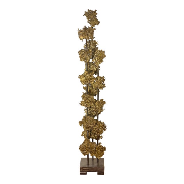 Vintage Brutalist Steel and Brass Sculpture Signed D Larson 2012 For Sale