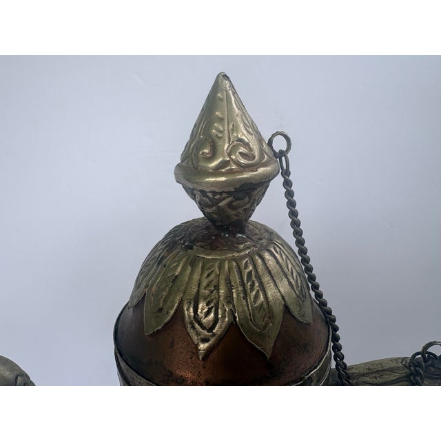 Copper Vintage Tibetan Copper & Brass Dragon Ewer Teapot With Chained Lid For Sale - Image 8 of 11